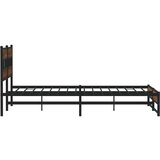 Metalni Kovinski posteljni okvir brez vzmetnice rjavi hrast 183x213 cm, (21607547) | Shoptok.si