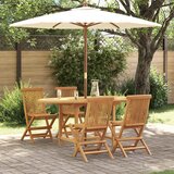  Vrtni set za objed 5 pcs Smeđa Čvrsto teak drvo | shoptok.hr