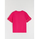 Sinsay Pamučna bluza s dekorativnim cvjetovima na rukavima | shoptok.hr