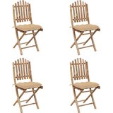  5-dijelni sklopivi vrtni blagovaonski set od bambusa Bež 40 x 40 x 7 cm | Shoptok.si