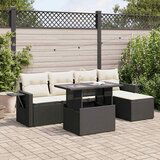 vidaXL 6-dijelni set vrtnih sofa s jastucima crni od poliratana | shoptok.hr