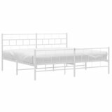  Metalni okvir kreveta uzglavlje i podnožje bijeli 200x200 cm | Eponuda.ba