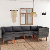 The Living Store Vrtna sedežna garnitura 6-delna z blazinami poli ratan siva - Vrtna Sedežna Garnitura, (21481548) | Shoptok.si