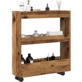 vidaXL Uska kolica za pohranu s 3 razine boja drva konstruiranoo drvo | shoptok.hr