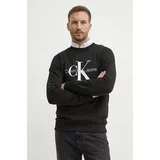 Calvin Klein Jeans Bombažen pulover moški, črna barva, J30J320933