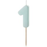 PARTY DECO svečka za rojstni dan numeral 1, svetlo modra, velikost 5,5 cm | Shoptok.si
