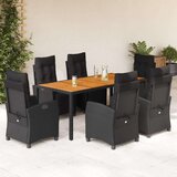  7-dijelni vrtni blagovaonski set s jastucima crni od poliratana | shoptok.hr