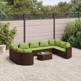vidaXL 10-dijelni set vrtnih sofa od poliratana s jastucima smeđi | shoptok.hr