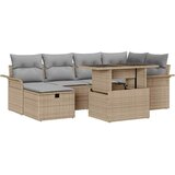  Sjedeća garnitura za vrt 7 kom. Bež poliratan 242.5 x 132.5 x 85 cm | Shoptok.si