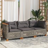  Vrtni trosjed od poliratana s jastucima sivi | shoptok.hr