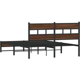 Metalni Kovinski posteljni okvir brez vzmetnice rjavi hrast 150x200 cm, (21607697) | Shoptok.si