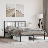 Maison Chic Kovinski Posteljni okvir - Dvoposteljna postelja - Zakonska postelja z vzglavjem črn 140x200 cm, (21693269) | Shoptok.si