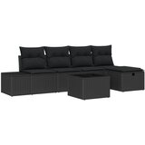 vidaXL 6-delni vrtni kavč set z blazinami Črn Poli ratan | Shoptok.si