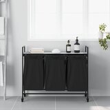  Košara za rublje s 3 odjeljka i kotačićima, siva, Sonoma | Shoptok.si