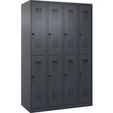 C+P Dvonadstropna garderobna omara Evolo PLUS, 4 deli, sive barve, Š 1200 mm, talni drsniki, vrtljiv zapah | Shoptok.si