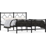  The Living Store Kovinski posteljni okvir z vzglavjem in vznožjem črn 140x190 cm - Posteljni Okvir, (21498846) | Shoptok.si