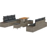  9-dijelni vrtni sofa set s jastučićima siva poli ratan akacija 2-sjedalni vrtni sofa s jastučićima siva poli ratan Vrtna garni Cijene