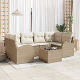 vidaXL 7-delni vrtni kavč set z blazinami Bež Poly Rattan | Shoptok.si