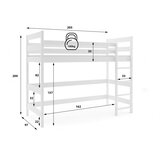 Molarem Home Drveni dječji povišeni krevet Antresola - 200x90 cm - bijeli | shoptok.hr