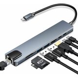 Linkom adapter-konvertor tip c na HDMI+2xUSB3.0+TF/SD+2xTIP C+RJ45 Cene'.'