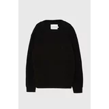Calvin Klein Jeans Otroški bombažen pulover črna barva, IB0IB02156