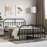 Maison Chic Kovinski Posteljni okvir - Dvoposteljna postelja - Zakonska postelja z vzglavjem in vznožjem črn 140x200 cm, (21695977) | Shoptok.si