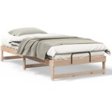 vidaXL Krevetni okvir z ročaji Rjava 100 x 210 cm Trdna borovina | Shoptok.si