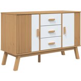  The Living Store Komoda OLDEN bela in rjava 114x43x73,5cm cm trdna borovina - Komoda, (21502316) | Shoptok.si