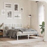 Maison Chic Kovinski Posteljni okvir - Dvoposteljna postelja - Zakonska postelja z vzglavjem bel 120x200 cm, (21693042) | Shoptok.si
