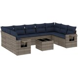 vidaXL 10-delni vrtni komplet sedežnih garnitur z blazinami siv poli ratan, (5000293136) | Shoptok.si