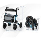 Izdelki za telo Rolator, zložljiv in lahek s sedežem, aluminijast do 140 kg, invalidski voziček 2 v 1, moder | Shoptok.si
