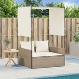  The Living Store Dvojni ležalnik s streho in zavesami bež poli ratan - Dvojni Ležalnik, (21483556) | Shoptok.si