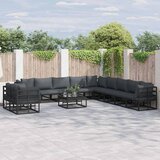  Sjedeća garnitura za vrt s jastukom 12 pcs Crna Aluminij | Eponuda.ba