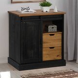 vidaXL Komoda HALDEN s kliznim vratima crna 80x40x80 cm puno drvo Cijene