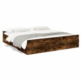Maison Chic Posteljni okvir - Dvoposteljna postelja - Zakonska postelja s predali dimljen hrast 200x200 cm inž. les, (21696272) Cene