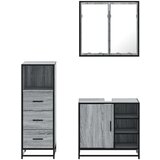  3-dijelni set kupaonskog namještaja siva boja hrasta drveni | shoptok.hr