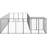vidaXL pasji boks črn 19,36 m² jeklo | Shoptok.si