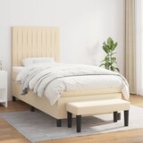  Krevet s oprugama i madracem krem 90 x 190 cm od tkanine | shoptok.hr