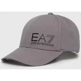 Ea7 Emporio Armani Bombažna bejzbolska kapa siva barva