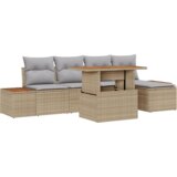 vidaXL 6-delni vrtni sofa komplet s prevlekami Bež Poly Rattan | Shoptok.si