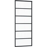  Drsna vrata ESG steklo in aluminij 76x205 cm črna, (20767294) | Shoptok.si