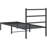 vidaXL Kovinski posteljni okvir z vzglavjem črn 75x190 cm | Shoptok.si
