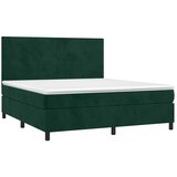 Krevet box spring s madracem LED tamnozeleni 180x200 cm baršun | shoptok.hr
