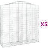 vidaXL Obokane gabion košare 5 kosa 200x50x200/220 cm pocinkano železo, (20981928) | Shoptok.si