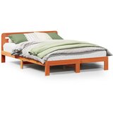 Maison Chic Posteljni okvir - Dvoposteljna postelja - Zakonska postelja brez vzmetnice voščeno rjav 120x190 cm borovina-J13174, (21777066) | Shoptok.si