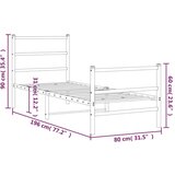 vidaXL Kovinski posteljni okvir z vzglavjem in vznožjem črn 75x190 cm | Shoptok.si
