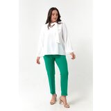 Lafaba Women's Green Plus Size Pants with Elastic Waist Cene