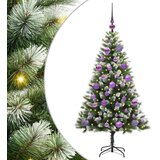 vidaXL Umjetna jelka s pantenom i pahuljicama Zelena i bijela 120 cm | shoptok.hr
