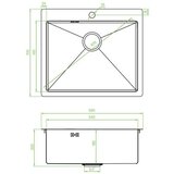 LAVEO Inox sudoper Marmara sa sifonom, grafit, 51x59 cm | shoptok.hr
