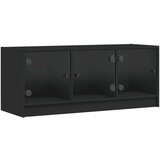TV omarica s steklenimi vrati črna 102x37x42 cm | Shoptok.si